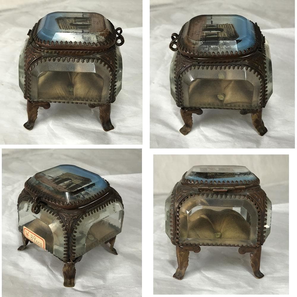 e2768 ガラス ミニ アクセサリーケース 古硝子 指輪ケース