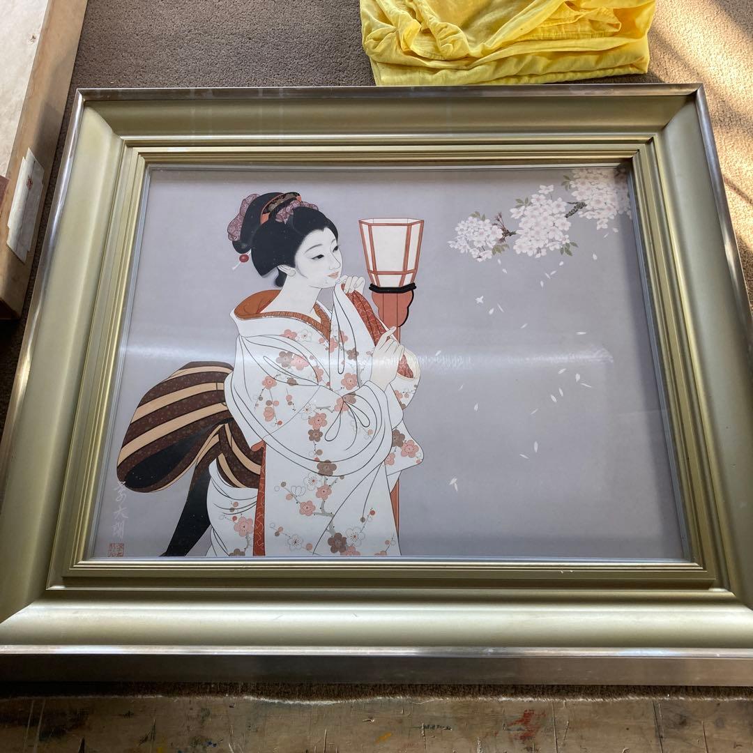 古画 直木孝太郎 「惜春」12号 着物 美人画 透明アクリル 日本画