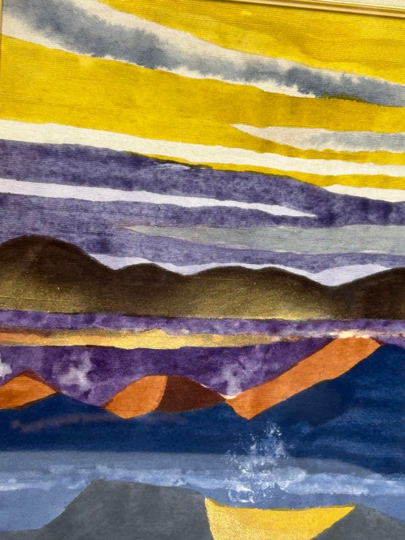 「浮かぶ島」　安達雅一　富士山　絵画　日本画　染色 工芸 作家