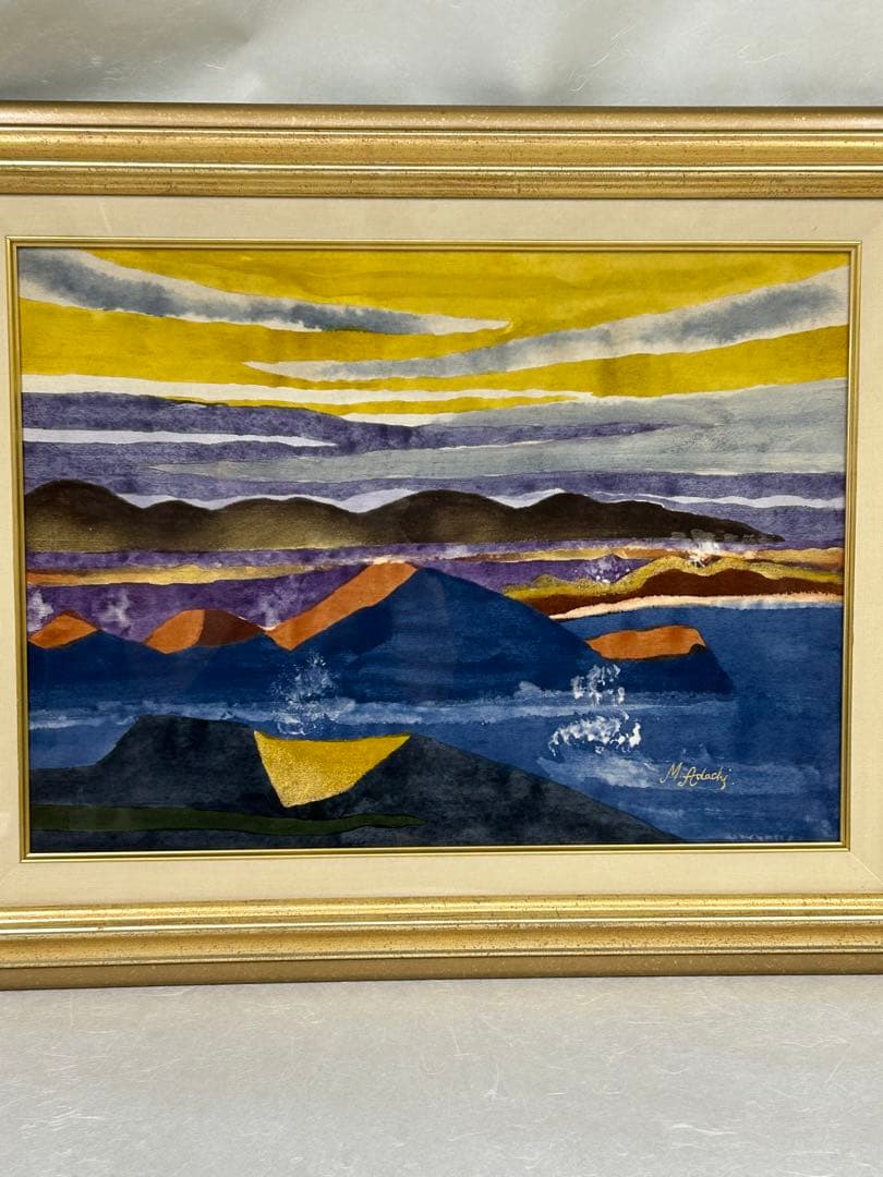 「浮かぶ島」　安達雅一　富士山　絵画　日本画　染色 工芸 作家