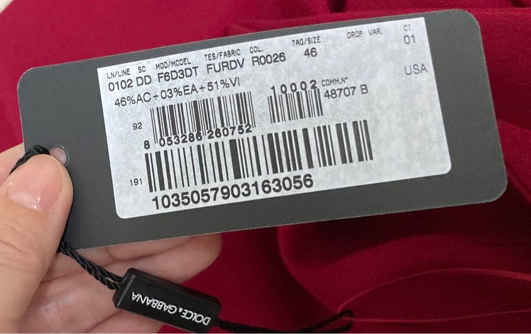 未使用タグ付　ドルチェ＆ガッバーナ　カクテルドレス 46 大きなサイズ　レッド