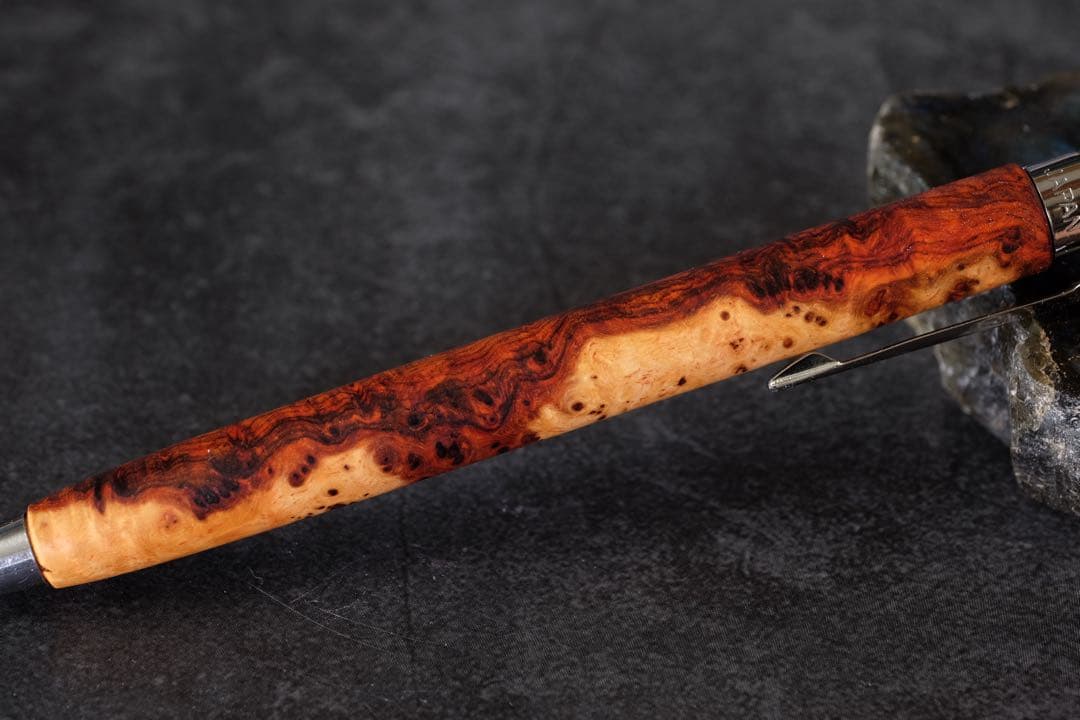 PG5木軸カスタム0213　高村杢工房 製図用シャープペンシル　極上花梨瘤紅白