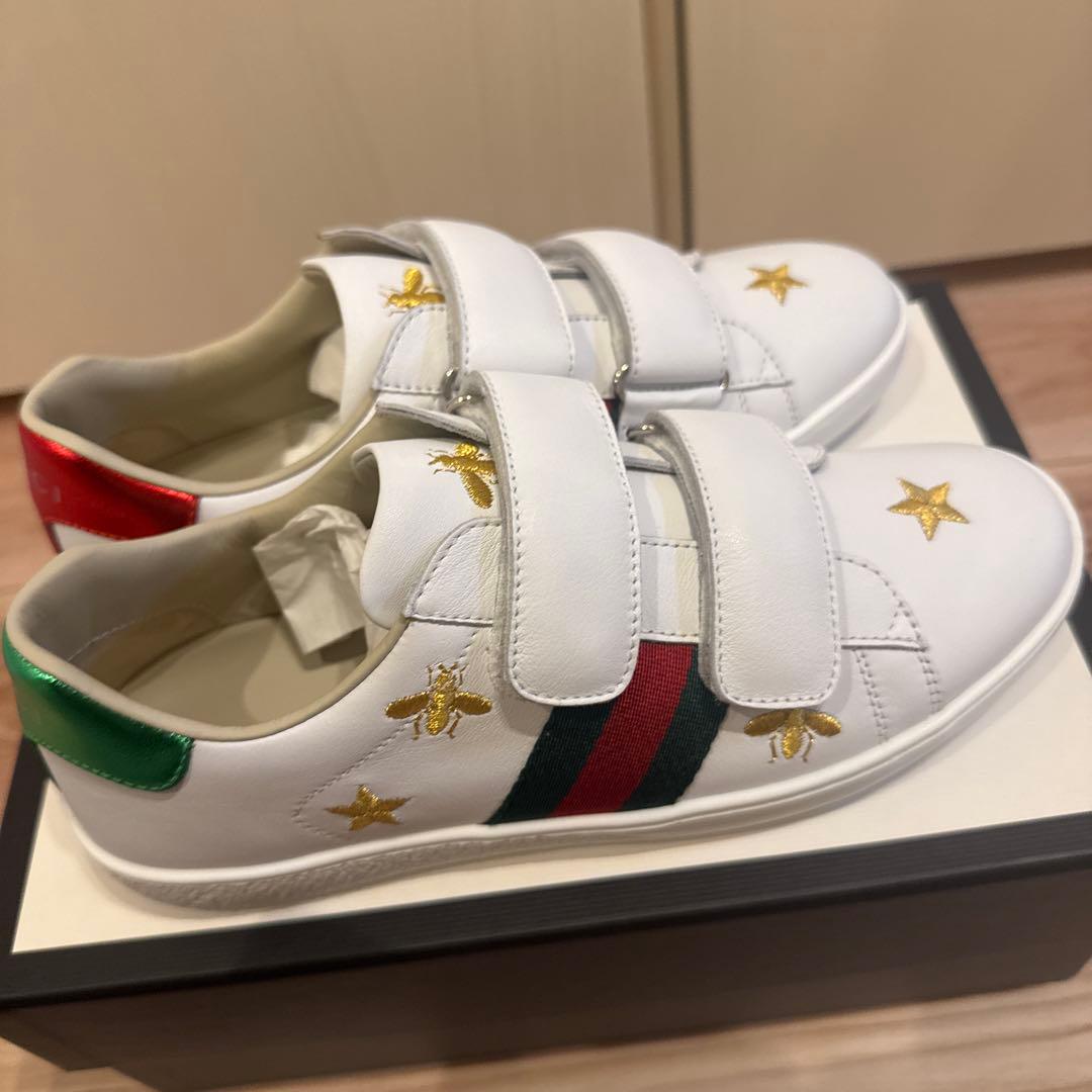 GUCCI ベルクロスニーカー ホワイト/レッド/グリーン