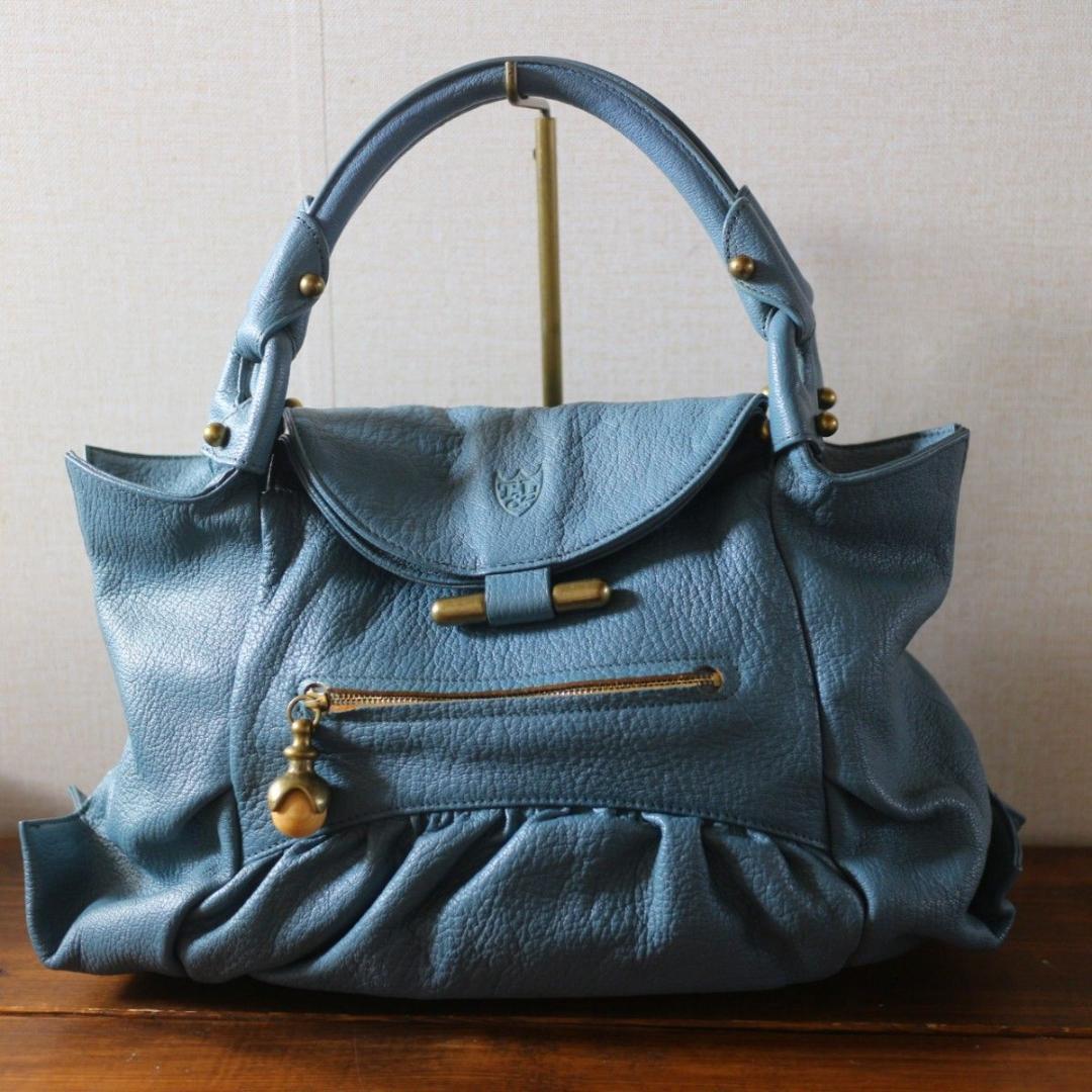 美品 TOFF&LOADSTONE 本革 バッグ スモーキーブルー
