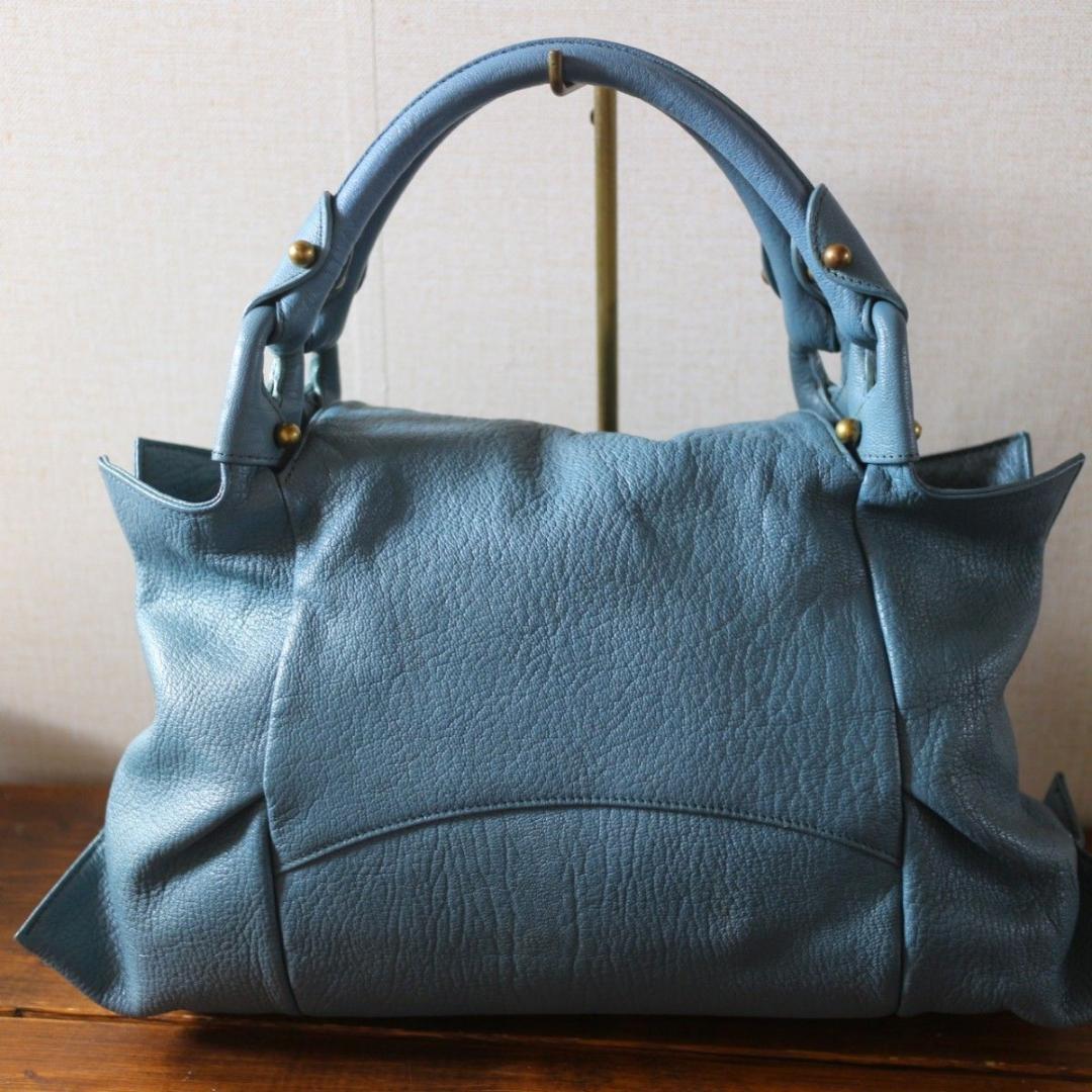 美品 TOFF&LOADSTONE 本革 バッグ スモーキーブルー