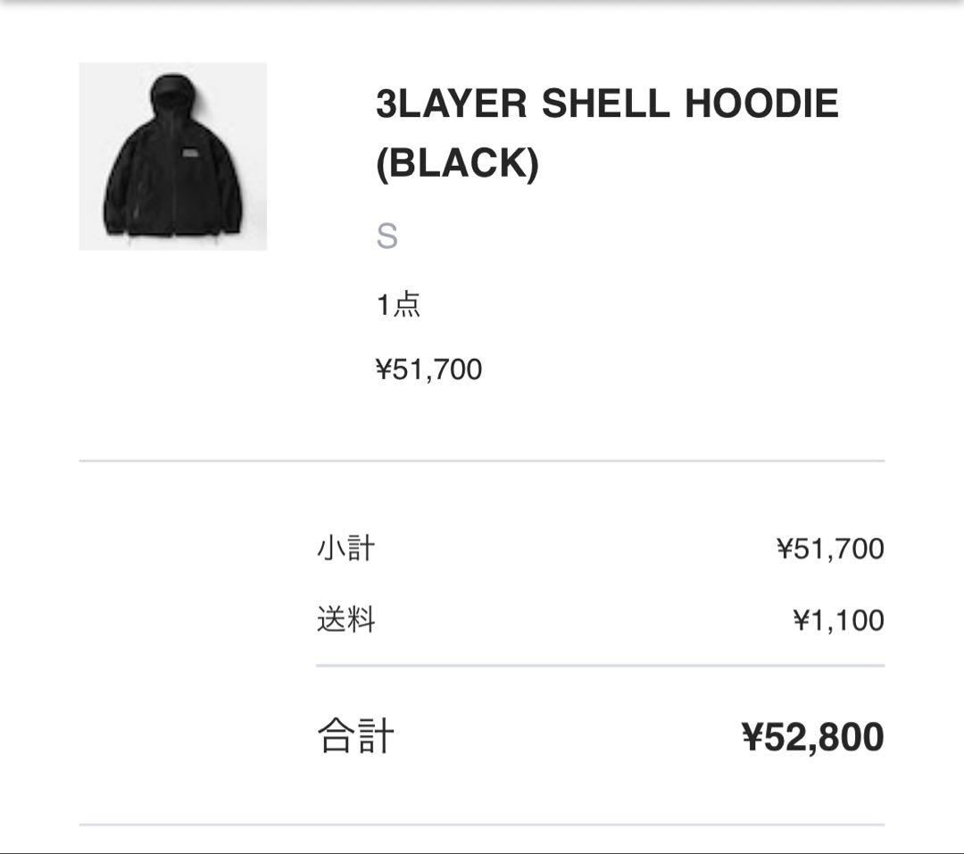 ENNOY エンノイ 3LAYER SHELL HOODIE 黒 Sサイズ