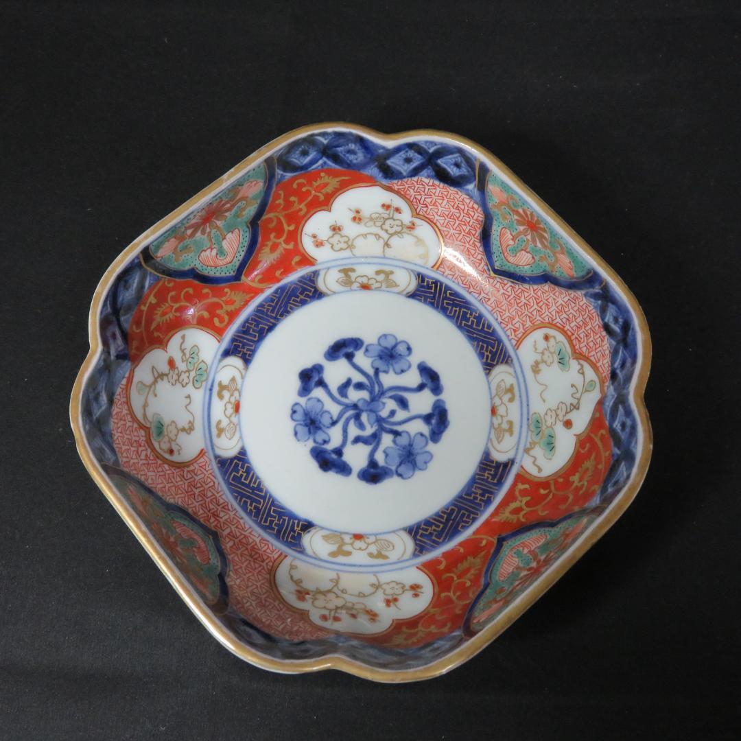なます皿 変形 角型 色絵 赤絵 染付 古伊万里 江戸 明治 合箱