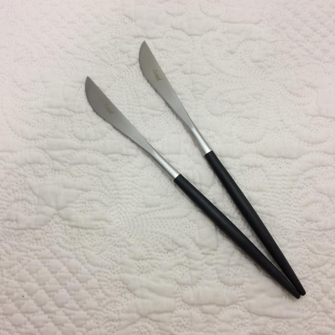 数量変更可　クチポール　GOA　ブラック＆シルバー　ディナー＆デザート×各２本