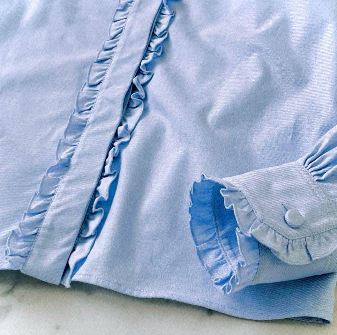 極美品 グッチ GUCCI フロントフリル 比翼仕立て コットンブラウス 長袖