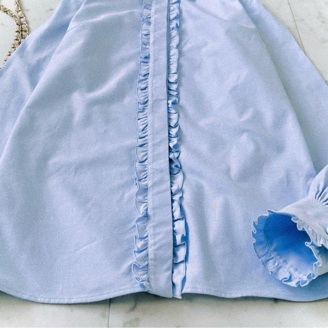 極美品 グッチ GUCCI フロントフリル 比翼仕立て コットンブラウス 長袖