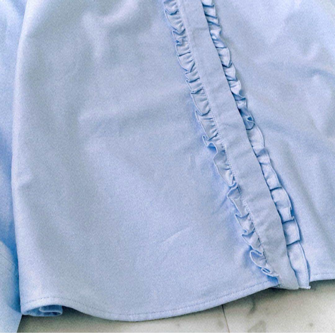 極美品 グッチ GUCCI フロントフリル 比翼仕立て コットンブラウス 長袖