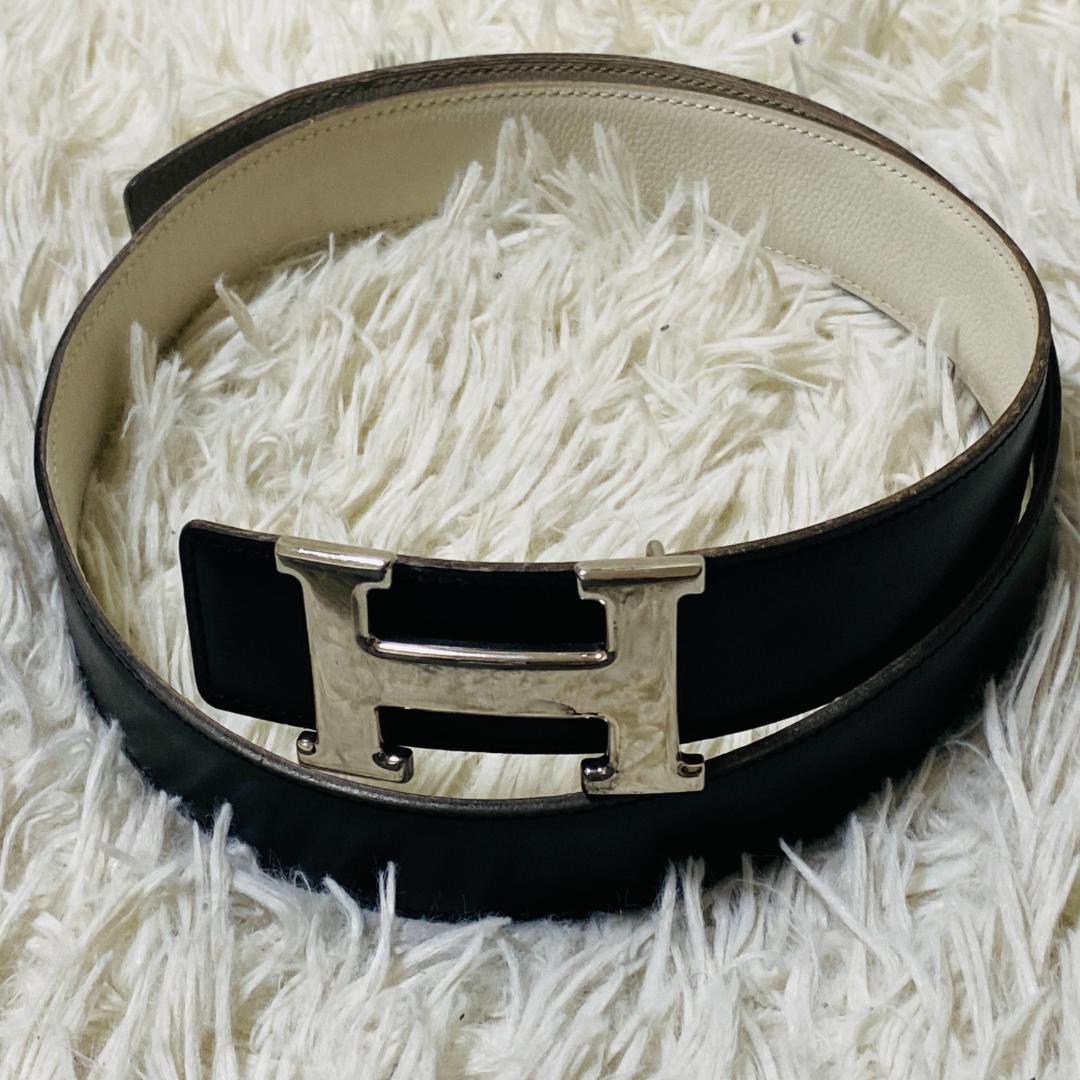 HERMES エルメス コンスタンス リバーシブルベルト 80 シルバー レザー