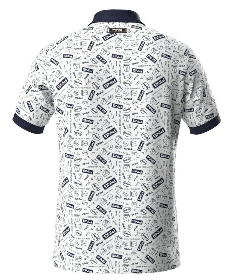 【夏物セール】PING ゴルフ メンズ 25SS 総柄プリント半袖ポロシャツ