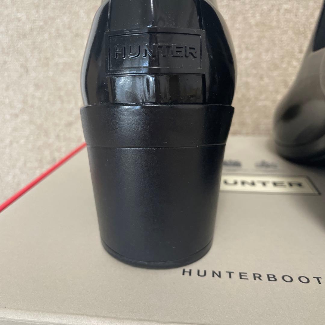 HUNTER ブラック ショート レインブーツ ヒール約7cm 現行品
