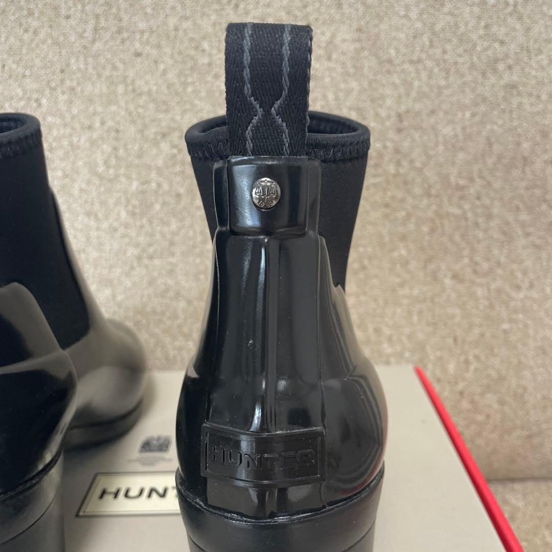 HUNTER ブラック ショート レインブーツ ヒール約7cm 現行品