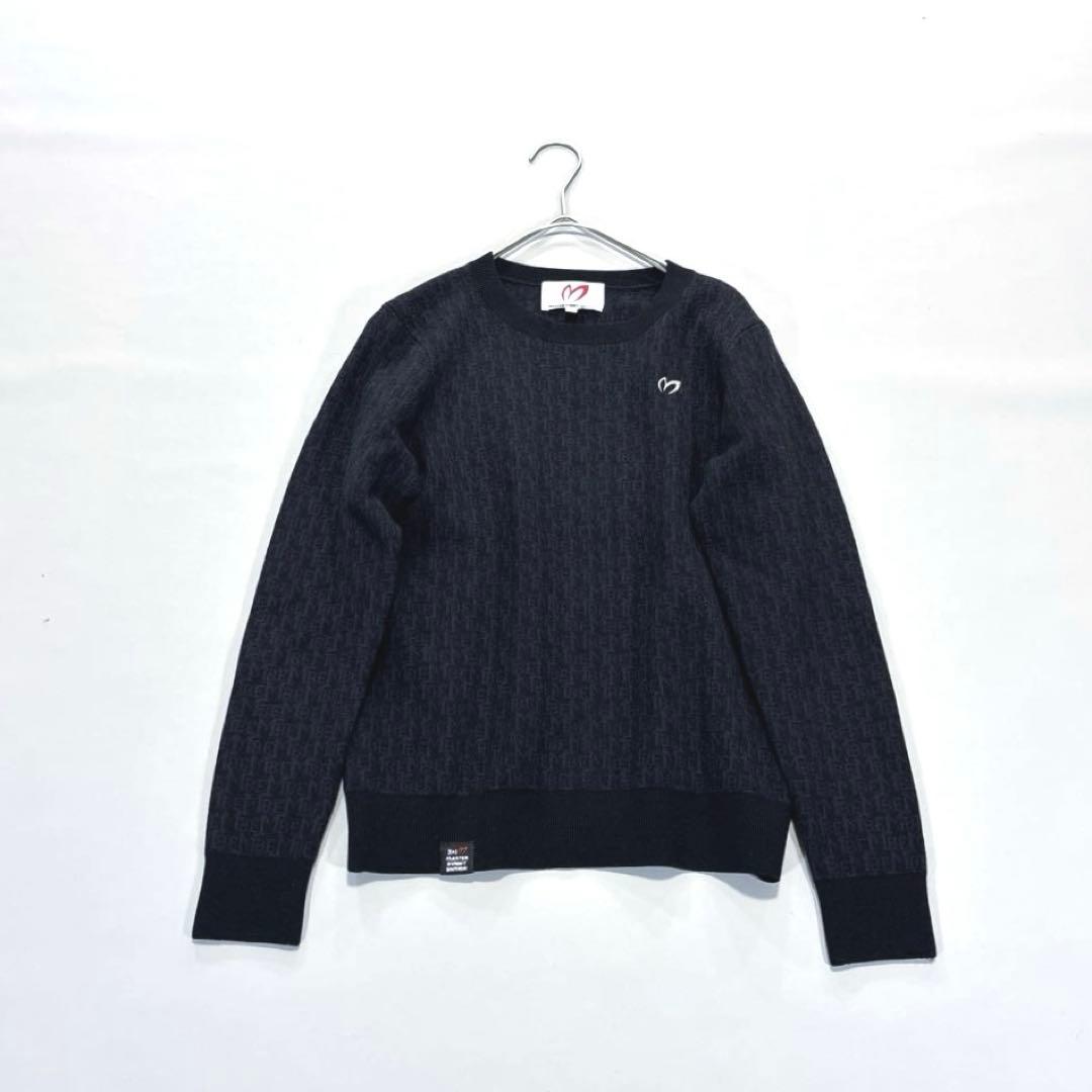 マスターバニーエディション　ニットセーター　ウール混　総柄　ブラック　0/S