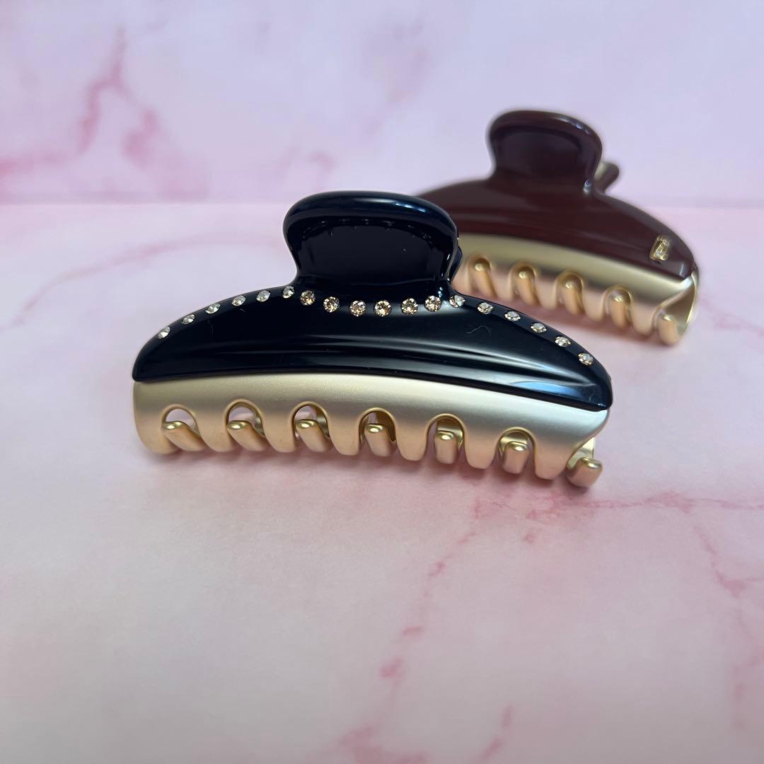 アレキサンドルドゥパリ　ヘアクリップ　スワロフスキー　ブラック　ゴールド　美品