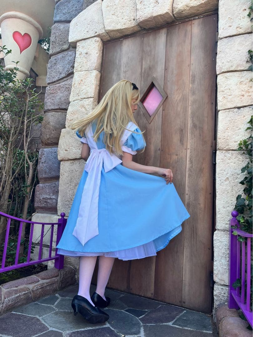 不思議の国のアリス風ワンピース＋ウィッグ＋靴 セット衣装 3点まとめ売り