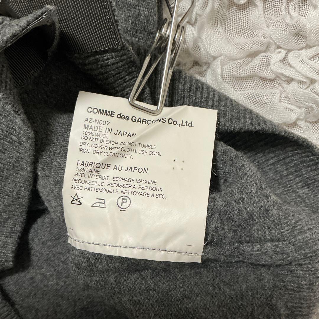 プレイコムデギャルソン　ニットカーディガン　クルーネック　チャコールグレー　M