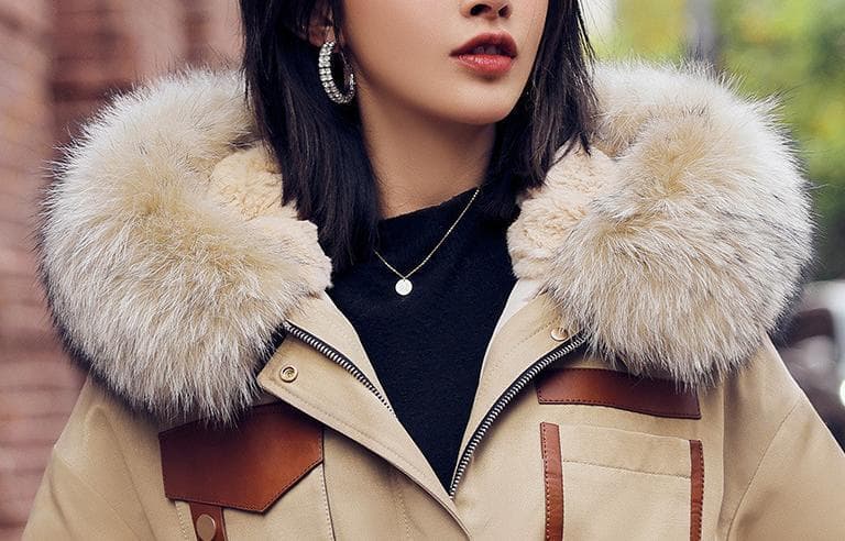 新品 ラビットファーライナーモッズコートフード付きラクーントリミング毛皮ファー