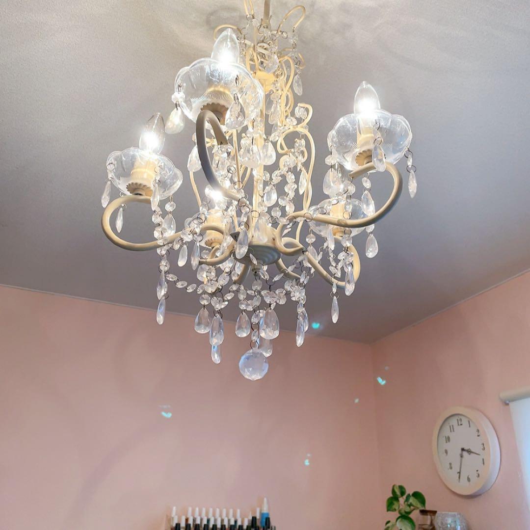 シャンデリア　Alice　5灯　クリーム色　LED対応　照明