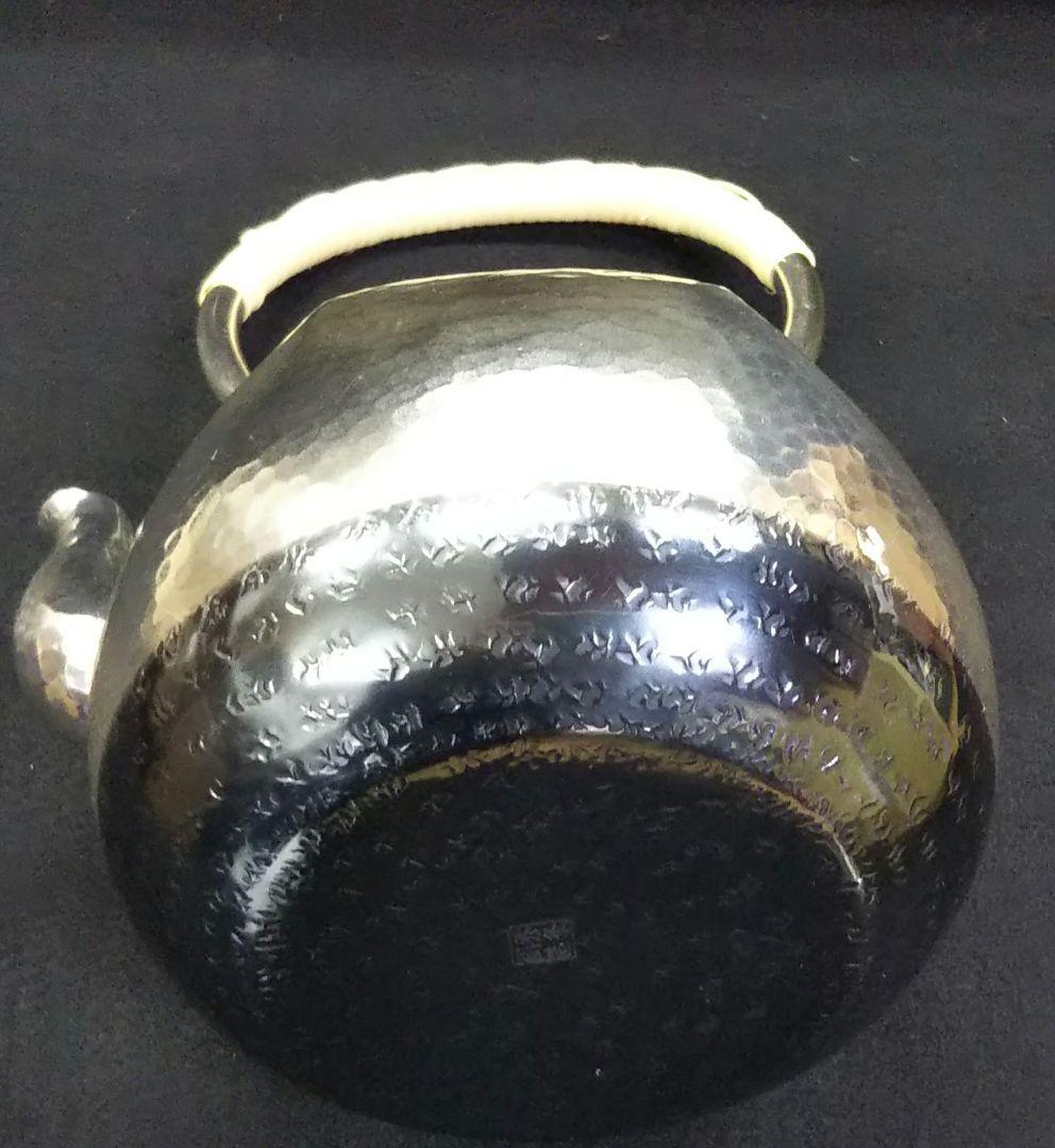 茶道具 銀瓶 湯沸 六角肩衝 銀メッキ 5合 秀峰堂 新品