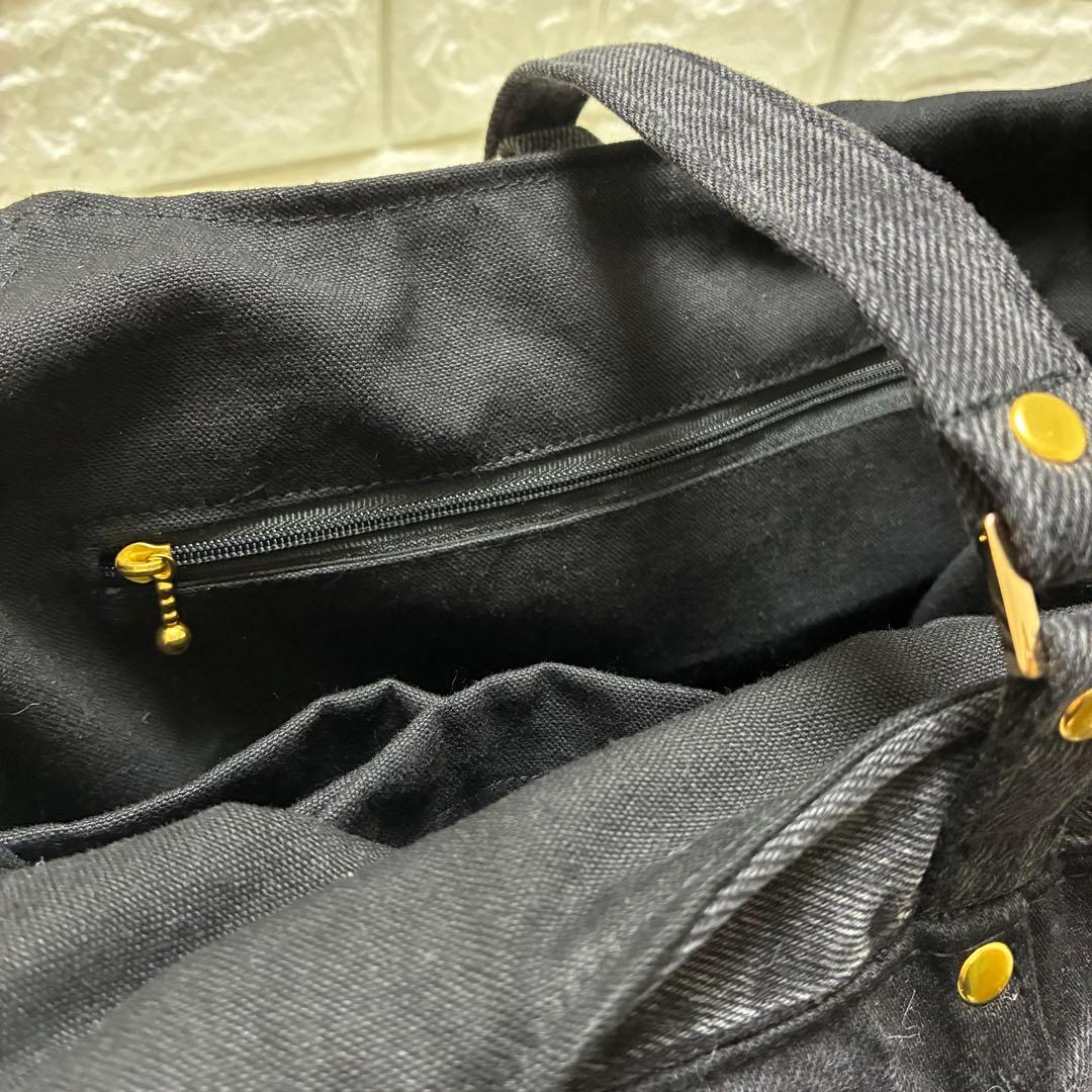 デニムリメイク　ハートキー付キューブバック　ファーとブラックデニム⭐︎横長タイプ