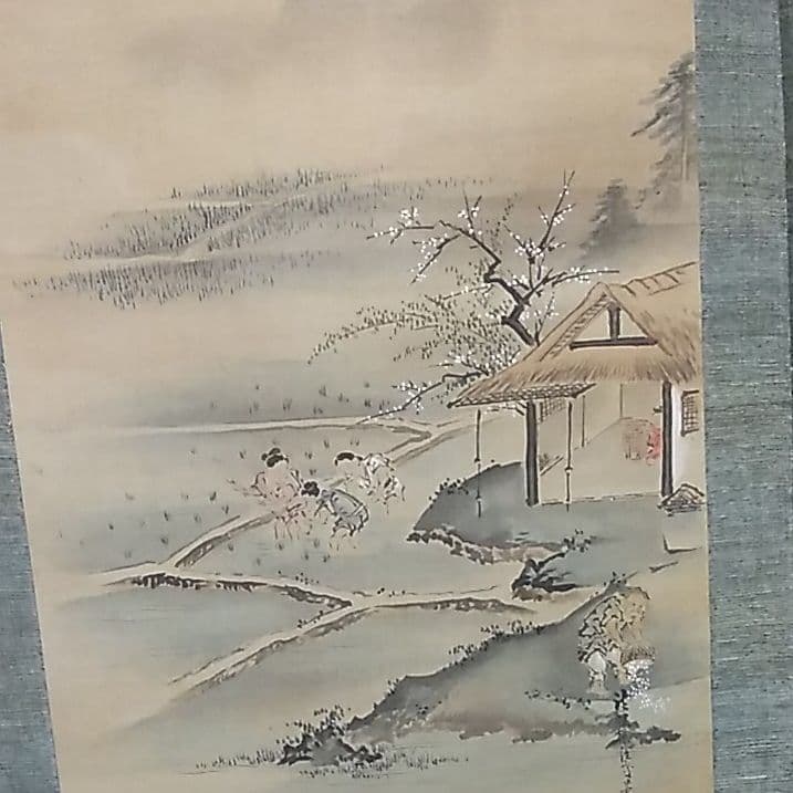 掛軸肉筆山水真筆です狩野探信と思います