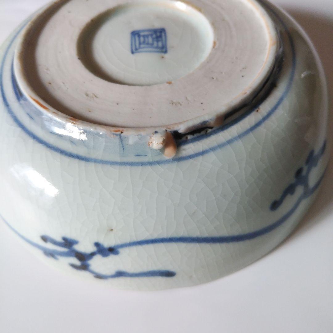 古伊万里 染付 蛸唐草文皿 三客 なます皿 くらわんか 筒江窯 アンティーク