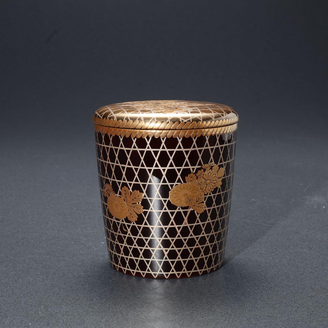 末広茶器　棗　菊籠　一斎　共箱　R1686