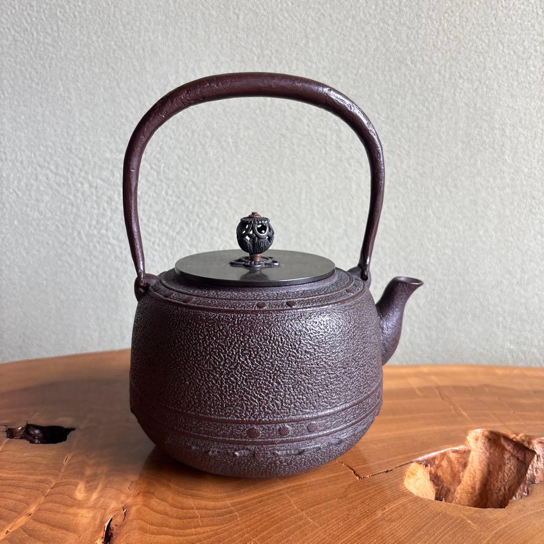 南部鉄瓶 佐藤清光作 清光堂 高さ20cm 茶道具 共箱 銅蓋 レトロ 南部鉄器