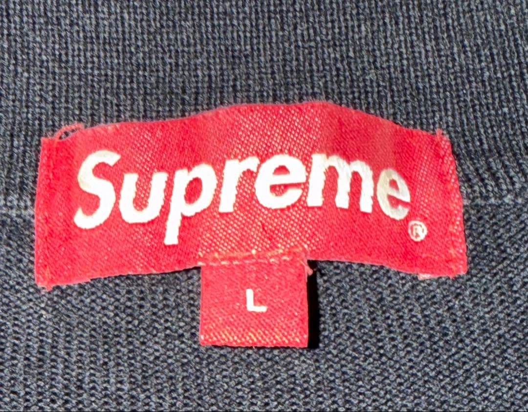 美品！Supreme Vertical Stripe Knit Polo 黒 L