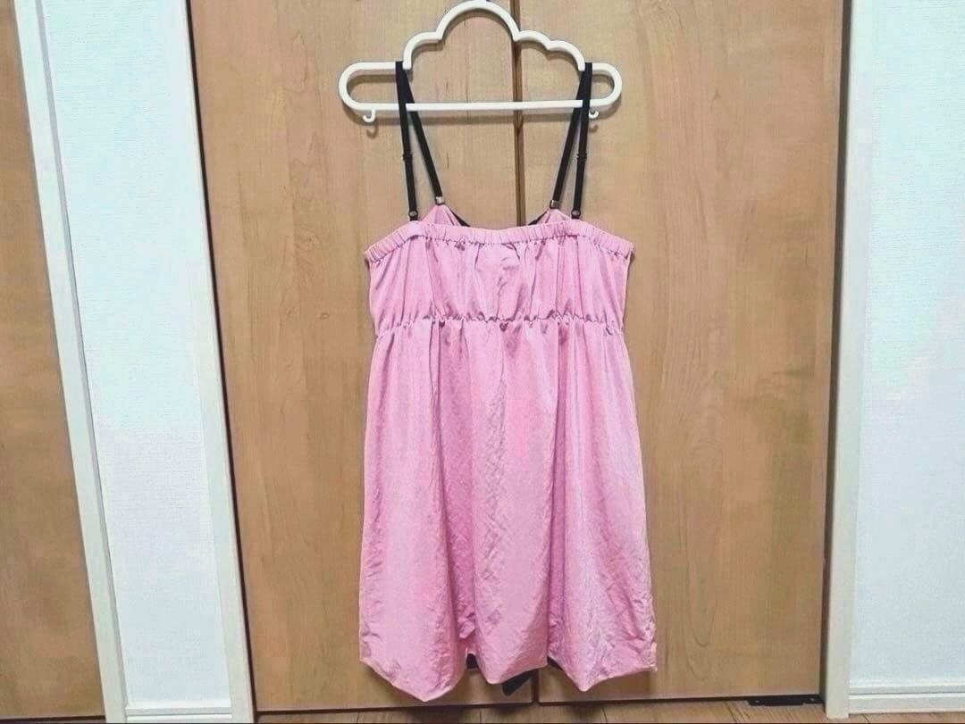 GOLDS♡ビジュー♡胸元リボンレースアップ♡バルーン裾♡ドレープキャミトップス