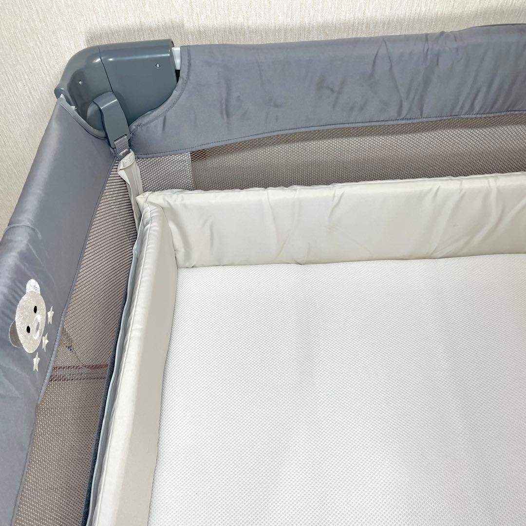 美品 Aprica ココネル エアー AB ベビーベッド　グレーベアー