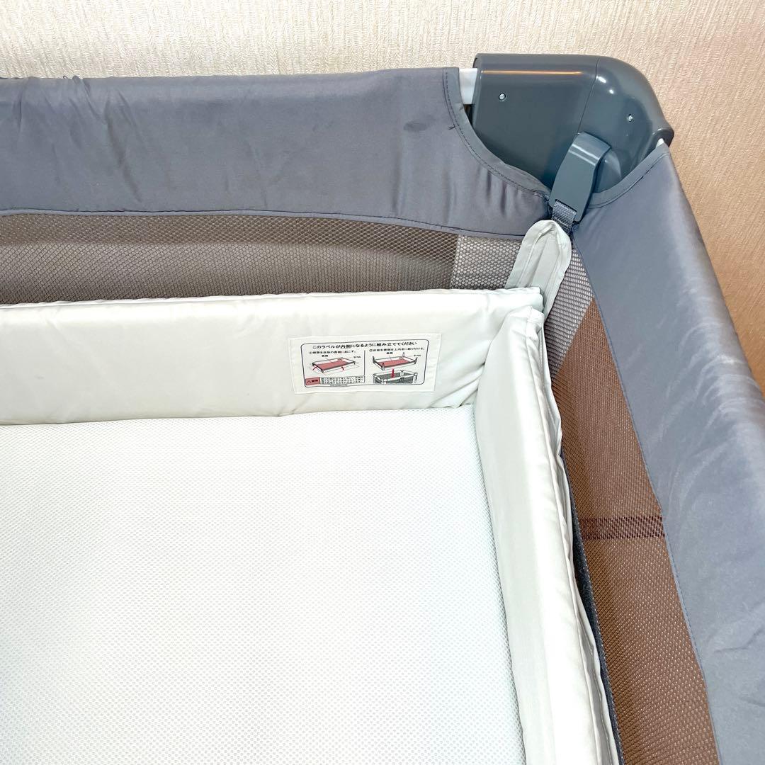 美品 Aprica ココネル エアー AB ベビーベッド　グレーベアー