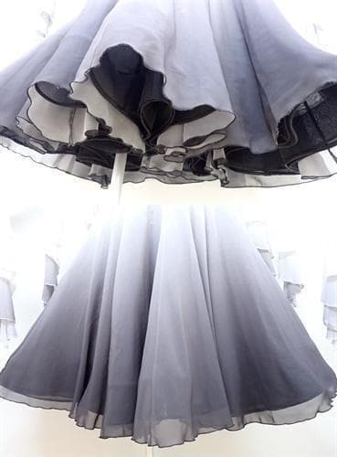 6362★美品★L★黒/グレー/グラデーション/スタンダードドレス☆社交ダンス