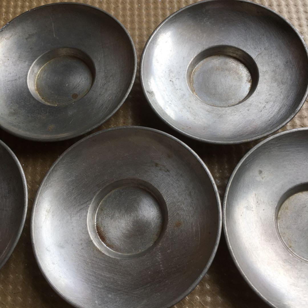 1040 超暉 錫製 柄なし丸形茶托 五客 茶器　茶道具　煎茶道具