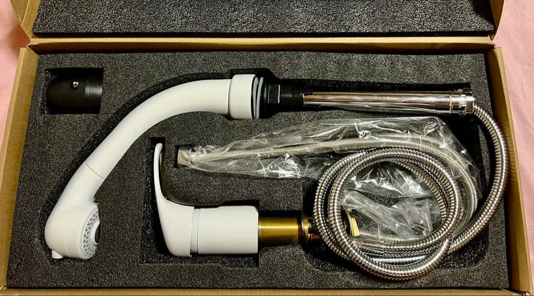 MEOMER 洗面台蛇口 ホワイト 引き出し式 360°回転 混合水栓