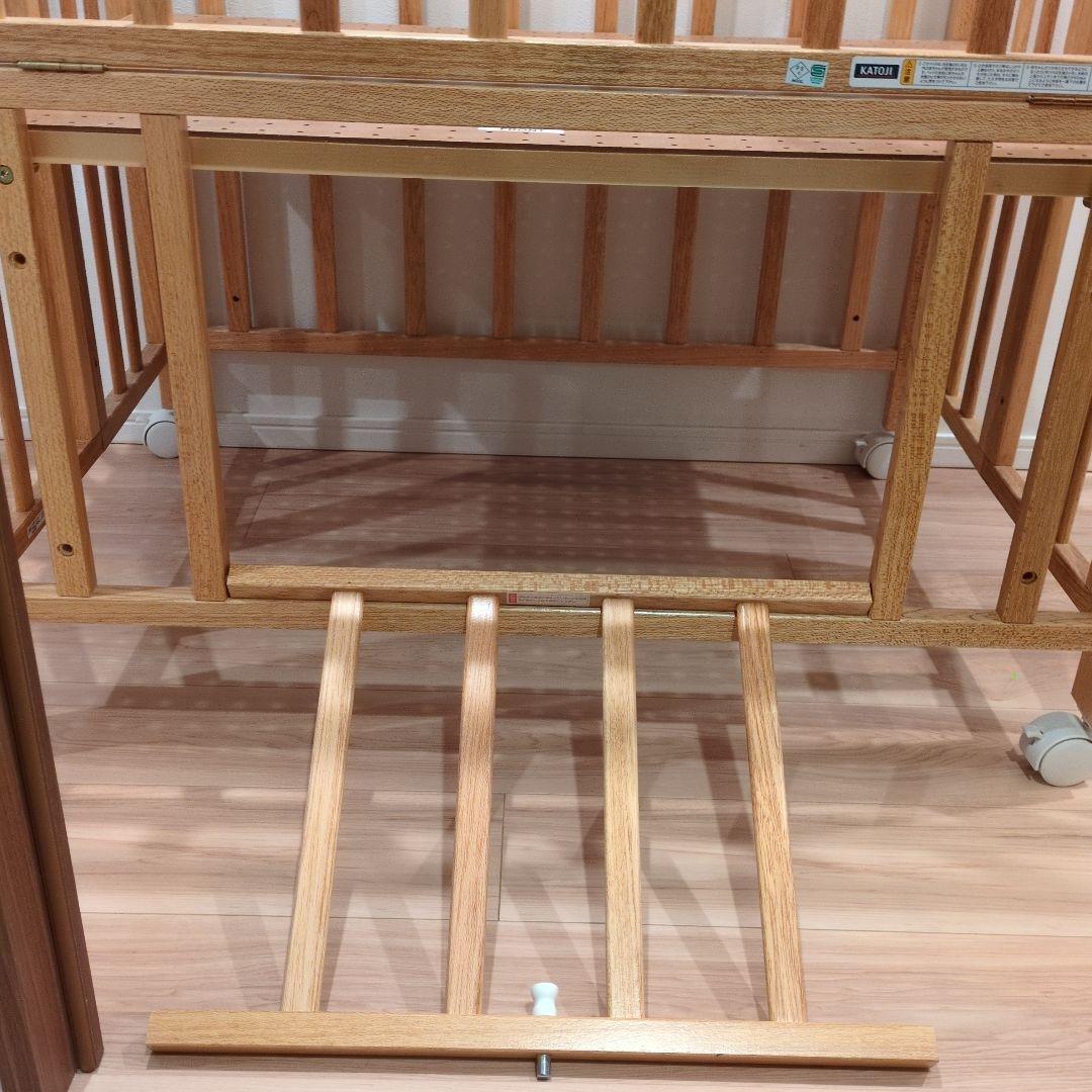 【千葉市 手渡し限定】KATOJI 木製オープンタイプベビーベッド　60×90