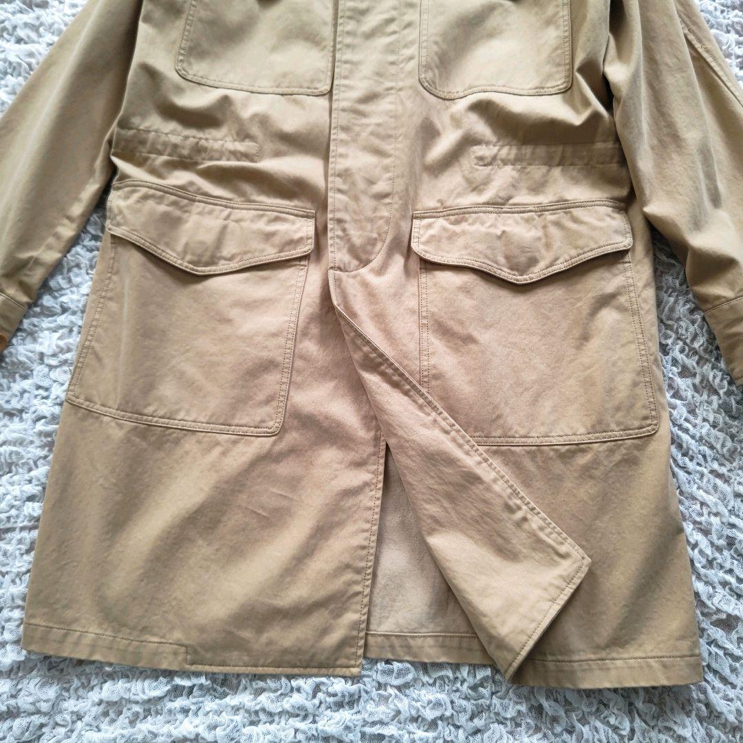 45rpm　コットン　丸襟　モッズコート　比翼　フード付き　ベージュ　2