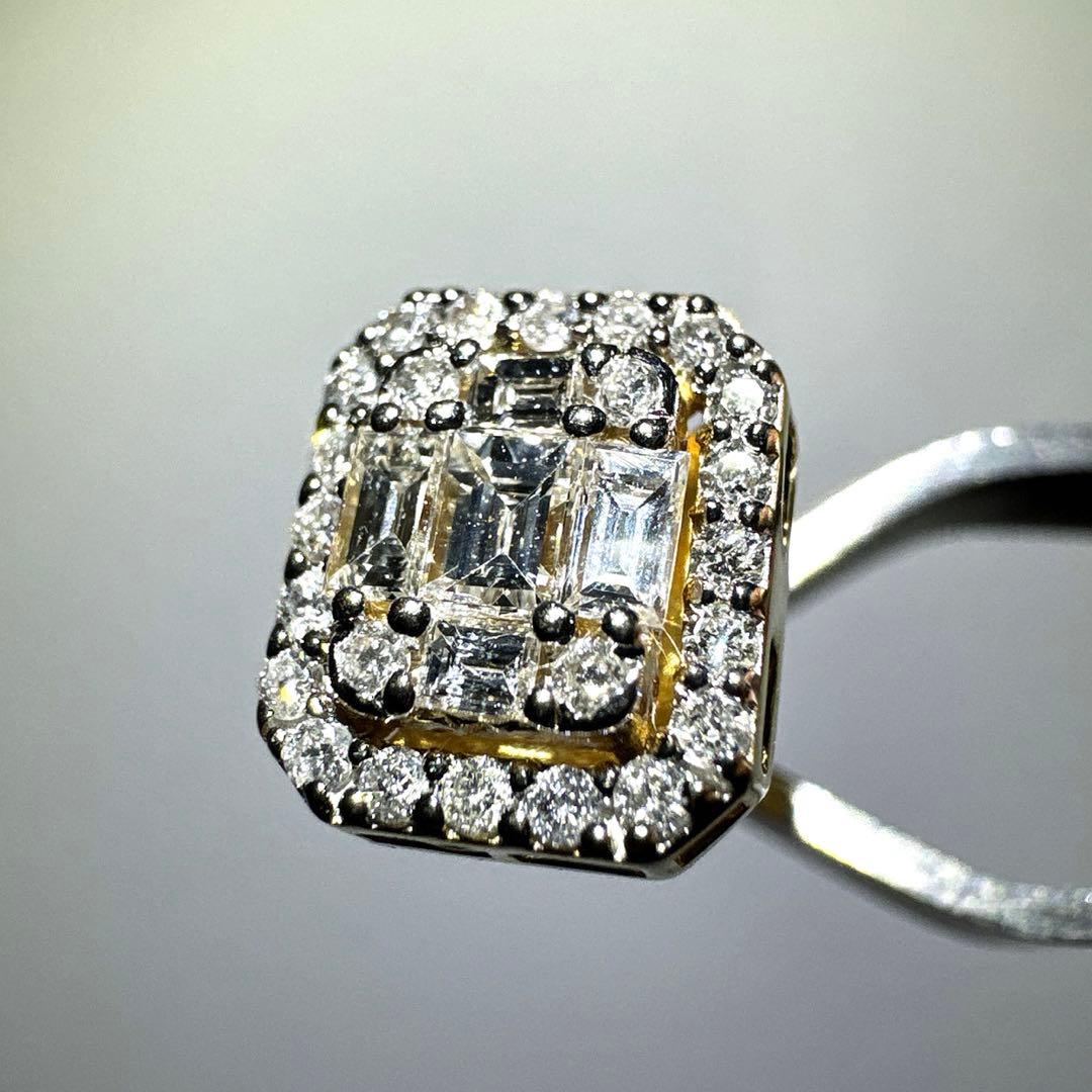 10k YG バゲットカット ダイヤモンド ピアス イエローゴールド 0.6ct