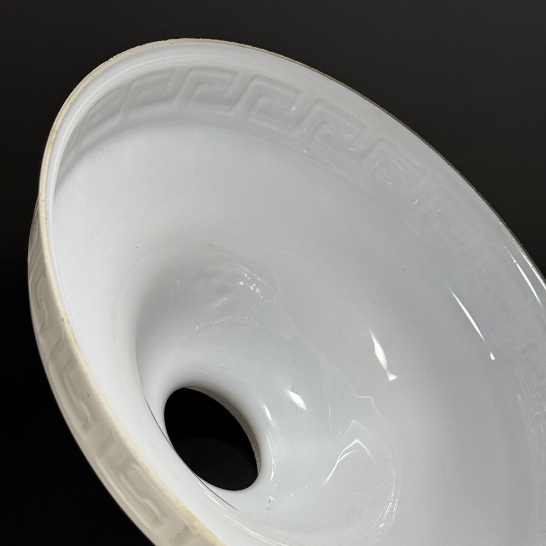 ◆希少 富士マーク入り乳白色電笠 雷文 大正〜昭和時代 戦前 和硝子◆