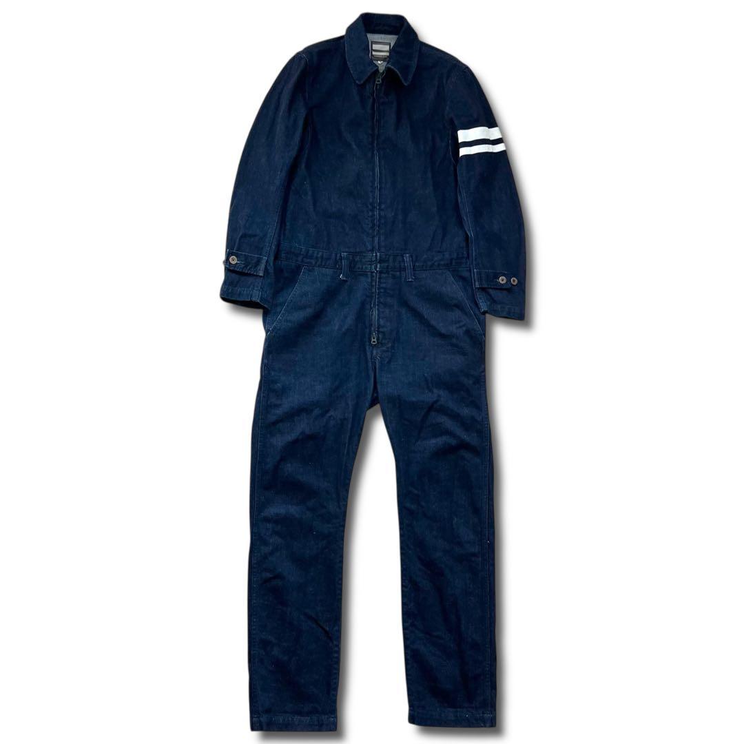 極美品 濃紺 桃太郎ジーンズ デニム ジャンプスーツ つなぎ 出陣 36