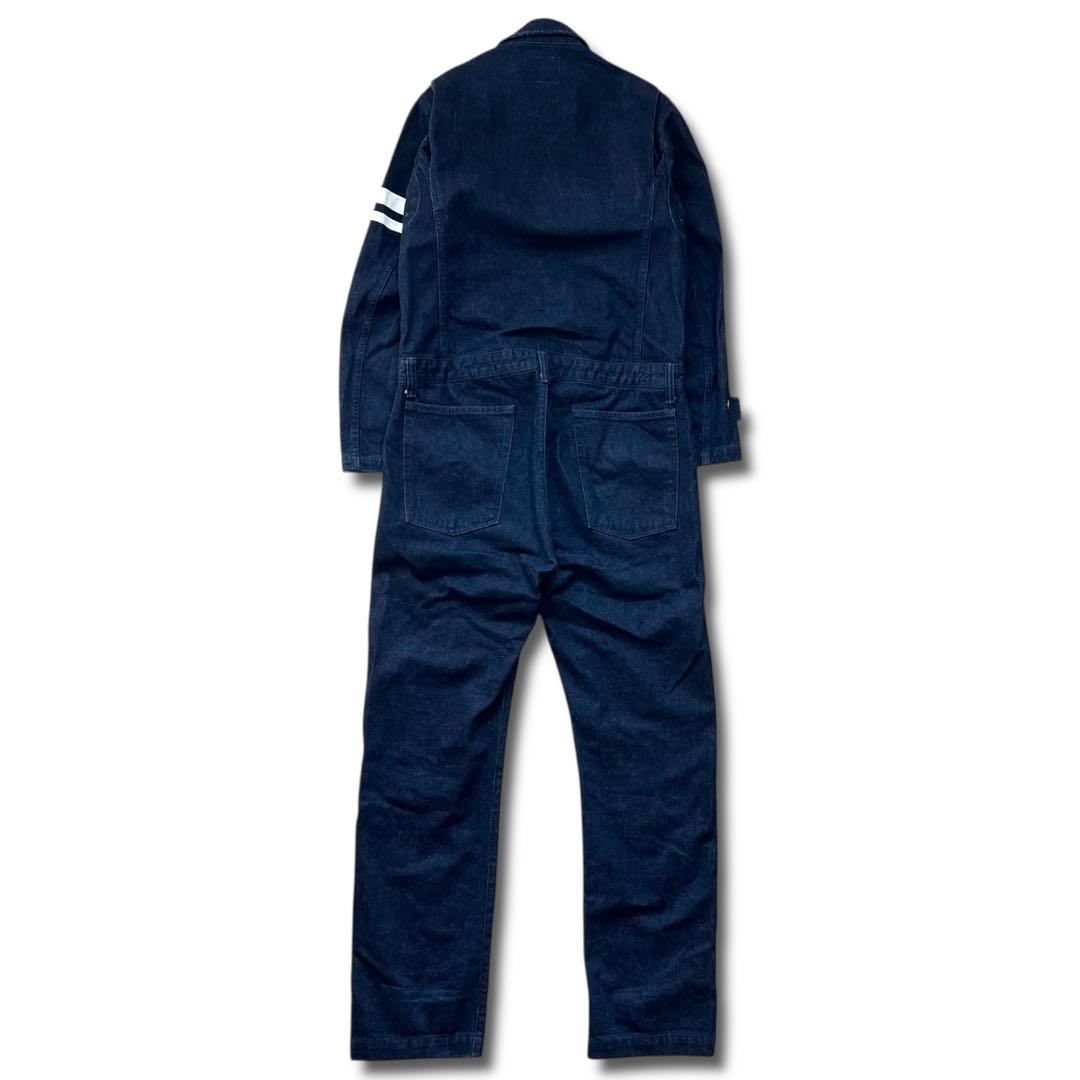 極美品 濃紺 桃太郎ジーンズ デニム ジャンプスーツ つなぎ 出陣 36