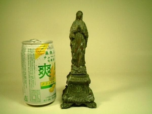 フランス アンティーク ルルドの聖母像 台座教会彫刻 18cm 19世紀頃