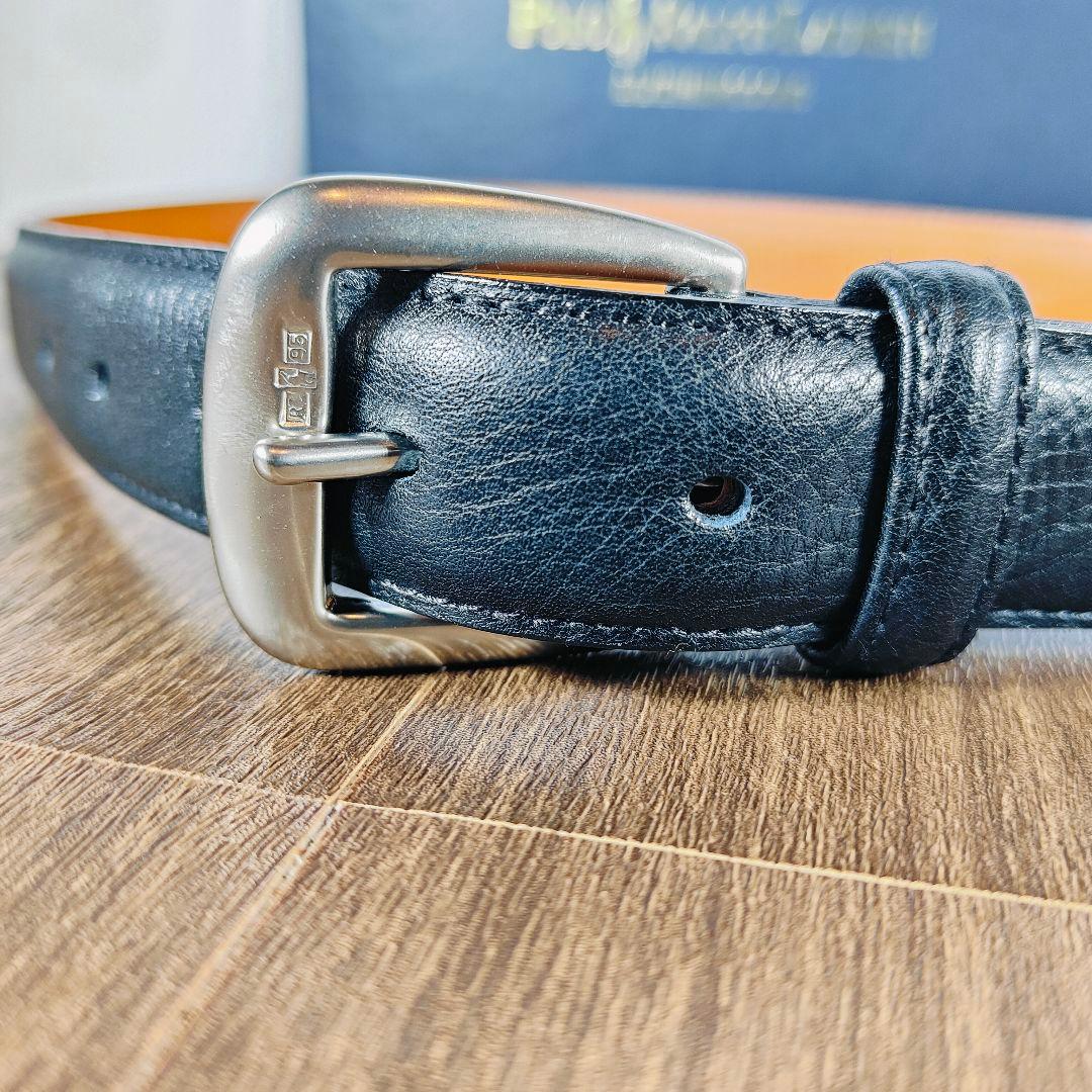 【新品未使用 箱付き】ポロラルフローレン　高級艶黒ドレスベルト　本革日本製正規品