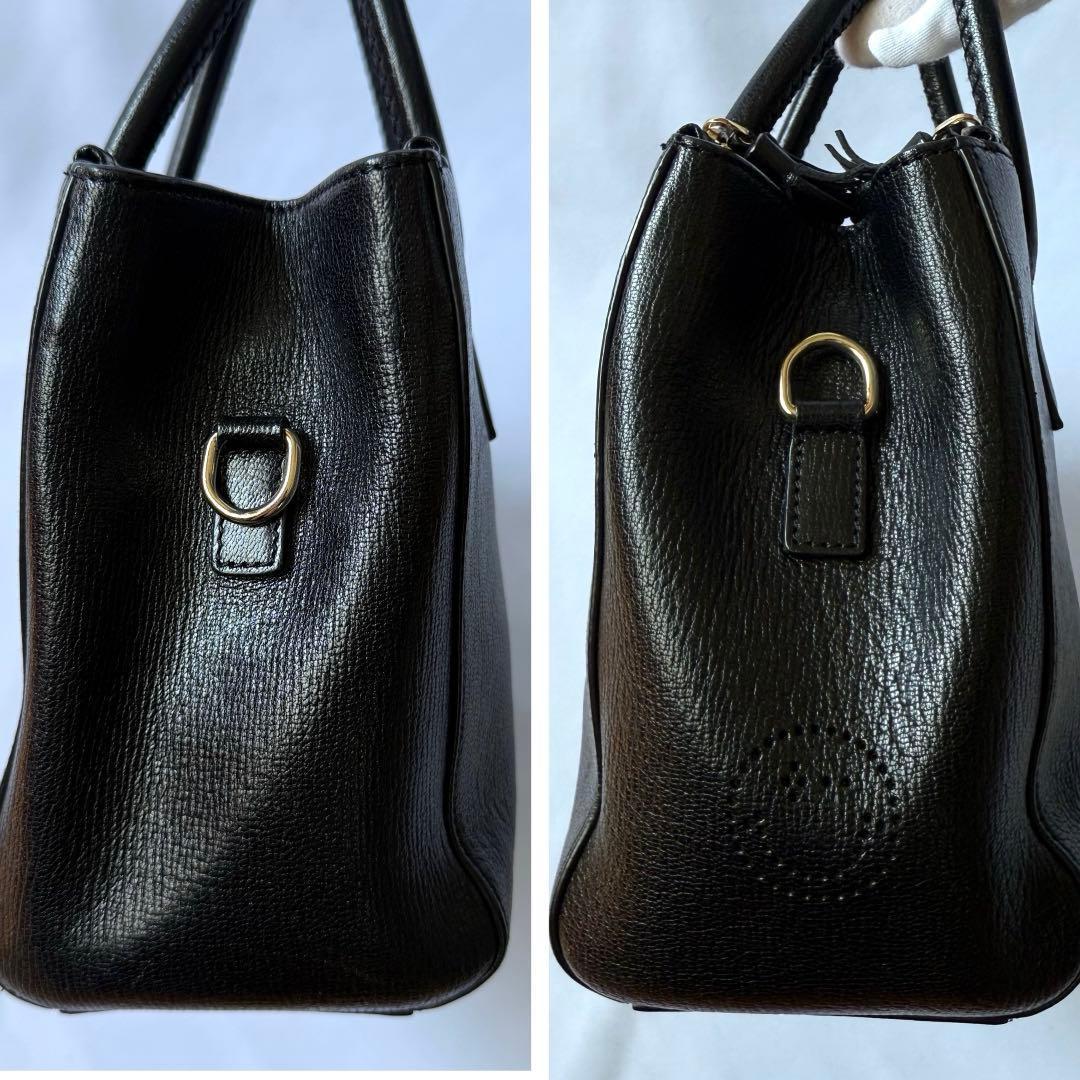 ANYA アニヤ 2way スマイリー パンチング ショルダー ハンドバッグ 黒