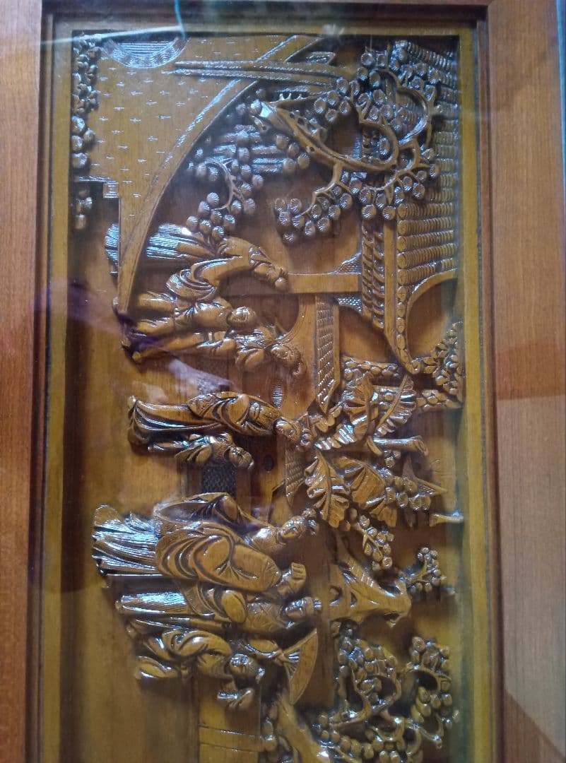 中国美術彫刻座卓ガラステーブル