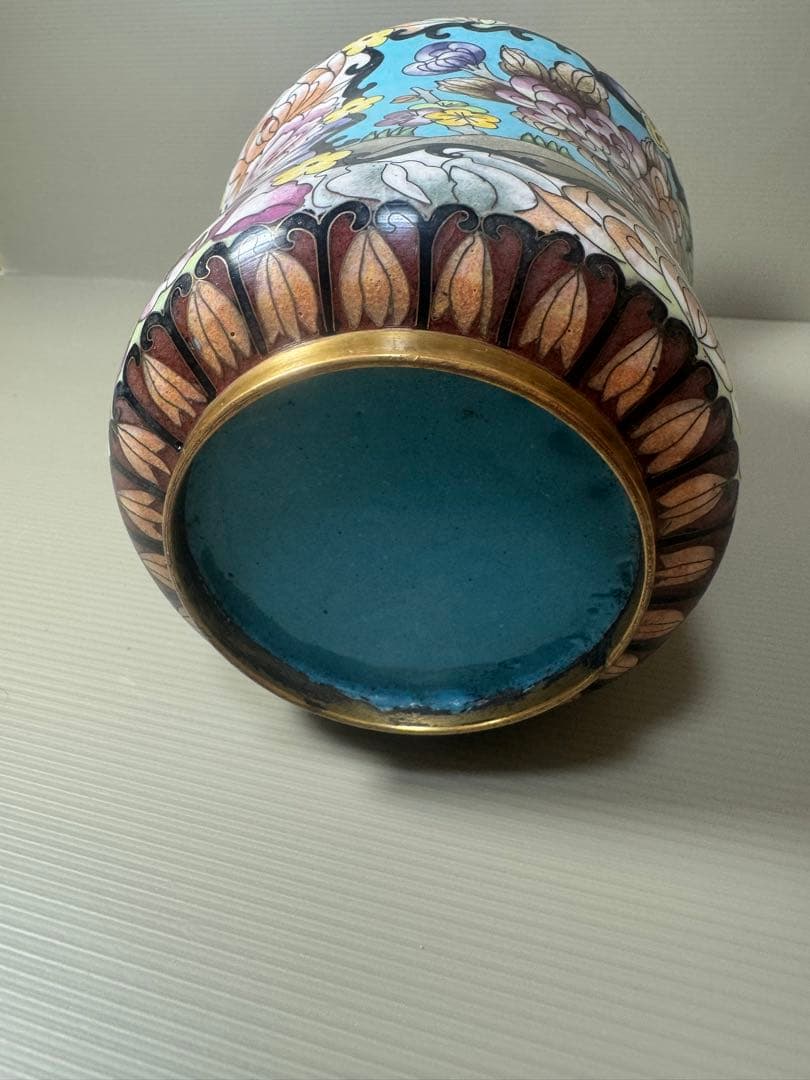 2073 七宝焼　景泰藍　花瓶　時代物