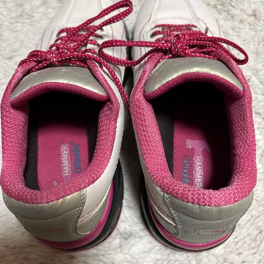 ハンマー社のボウリングシューズ ホワイト/ピンク　２４.５ｃｍ